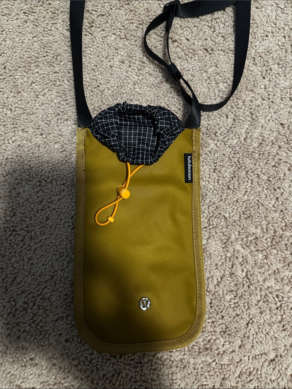 lululemon athletica Olive Green Crossbody Phone Pouch with Black Lined Drawcord